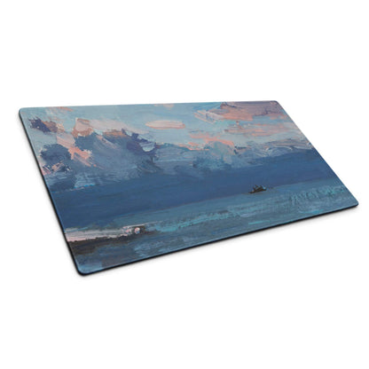 Oceanic Seascape Mouse Pad - Seascape Blues Teal Pink Desk Calm Minimalist Modern Desk Mat Oil Painting