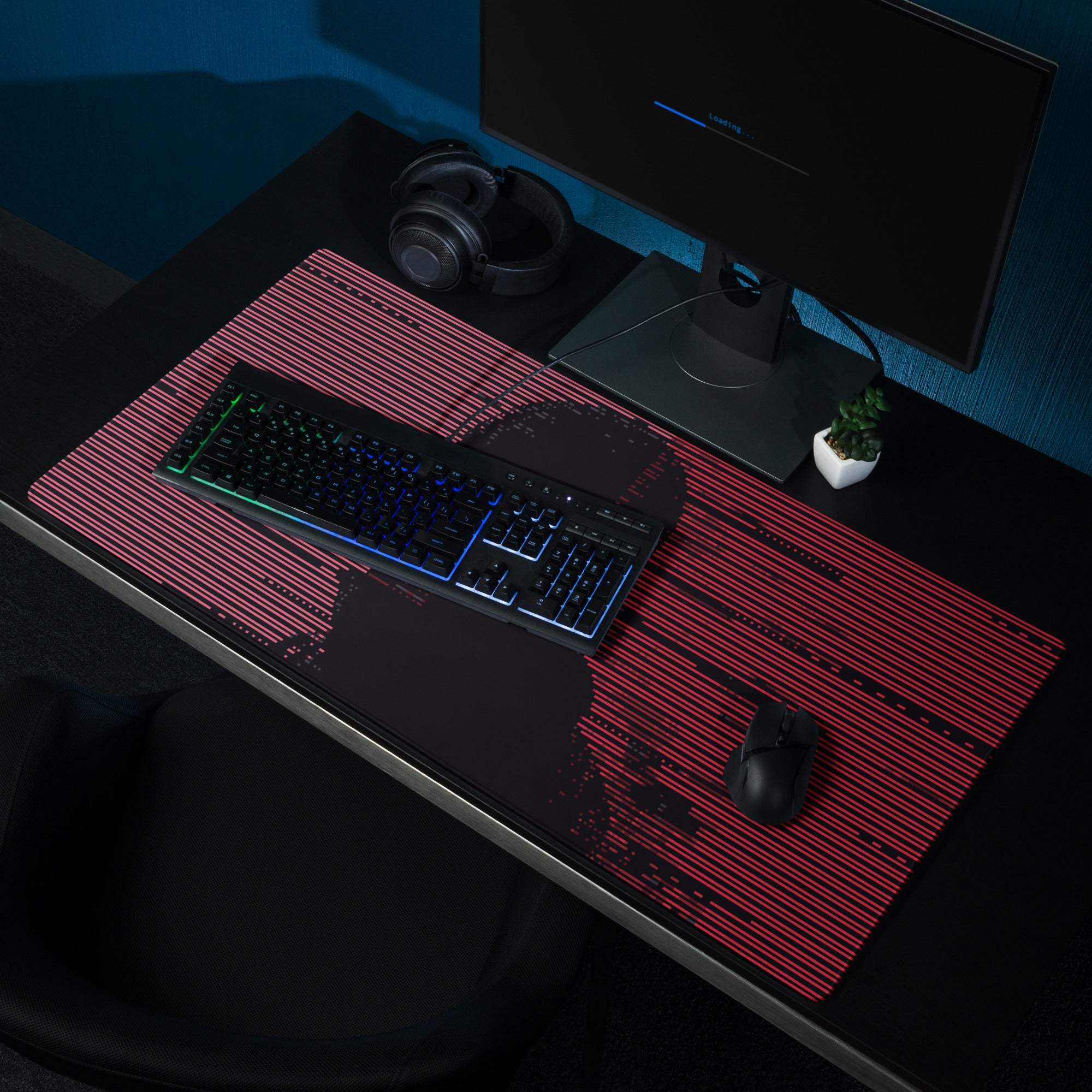 Crimson Pixel Pro Gaming Mouse Pad - Gaming Mouse Pad Red Black Desktop Setup Glitch Art Bold Cyberpunk Dota 2 CSGO
