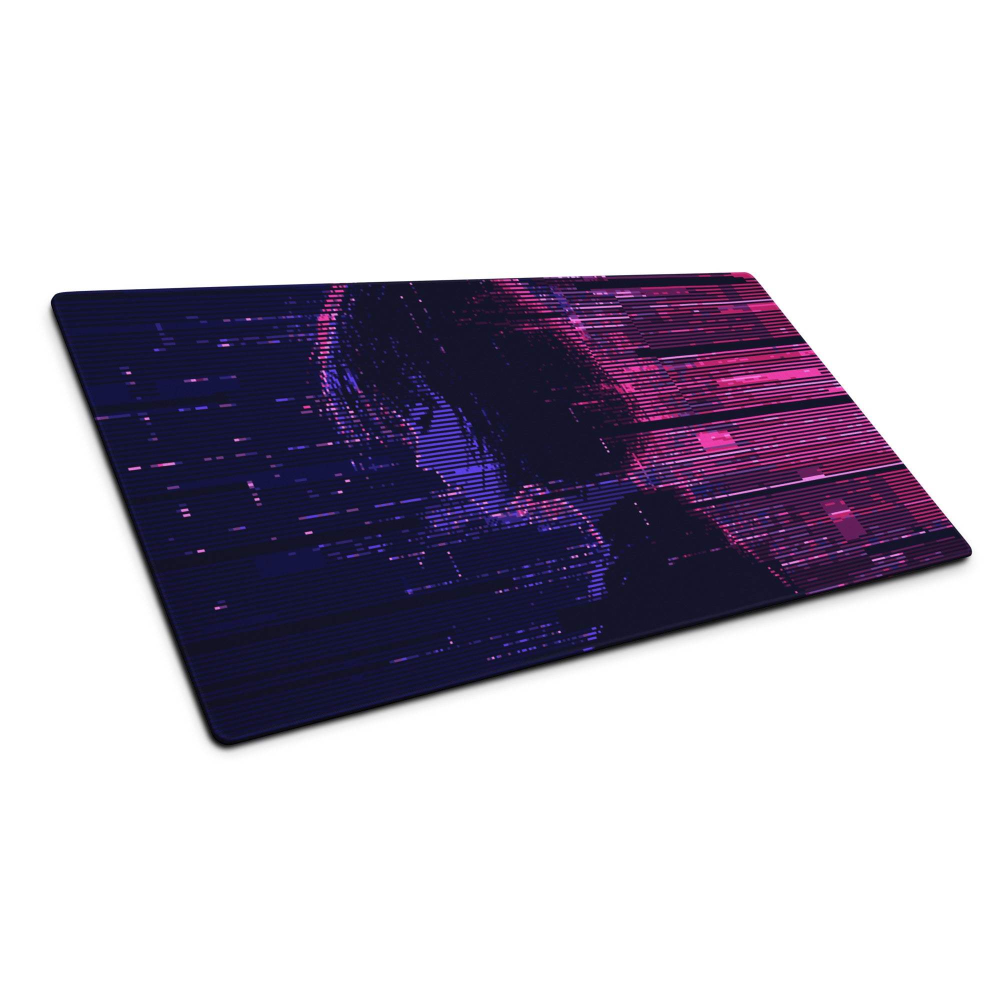 Neon Glitch Gaming Mouse Pad - Gaming Mouse Pad Purple Pink Blue for Desk Modern Glitch Art Neon Mood Esports Decor
