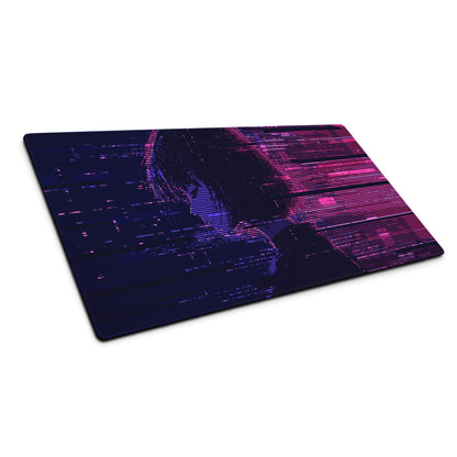 Neon Glitch Gaming Mouse Pad - Gaming Mouse Pad Purple Pink Blue for Desk Modern Glitch Art Neon Mood Esports Decor