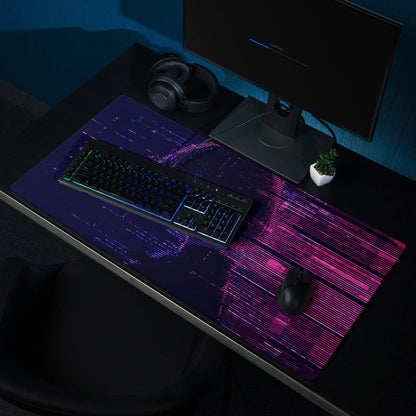 Neon Glitch Gaming Mouse Pad - Gaming Mouse Pad Purple Pink Blue for Desk Modern Glitch Art Neon Mood Esports Decor