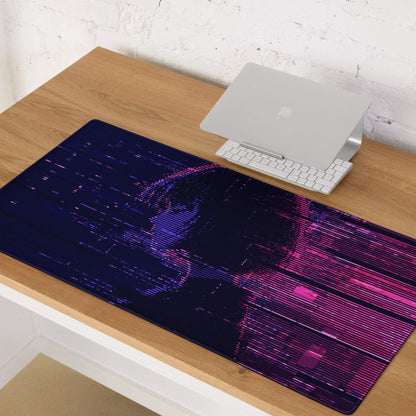 Neon Glitch Gaming Mouse Pad - Gaming Mouse Pad Purple Pink Blue for Desk Modern Glitch Art Neon Mood Esports Decor