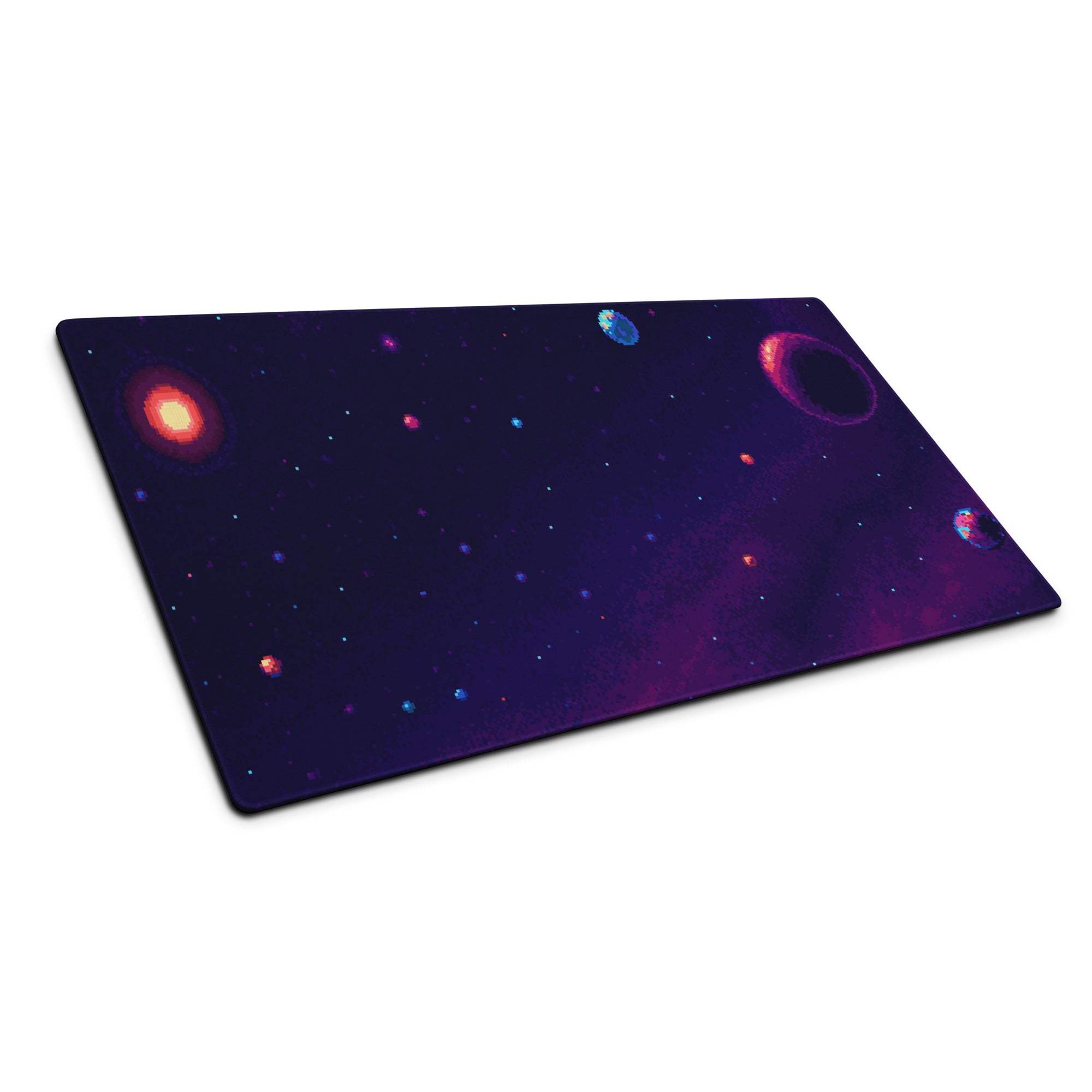 Cosmic Night Space Mouse Pad - Space Theme Purple Blue Desk Pad Retro Moody Futuristic Desk Accessory Pixel Art