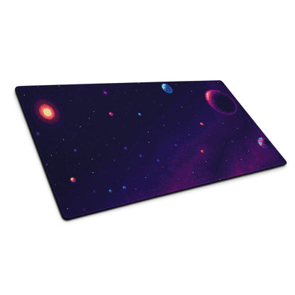 Cosmic Night Space Mouse Pad - Space Theme Purple Blue Desk Pad Retro Moody Futuristic Desk Accessory Pixel Art