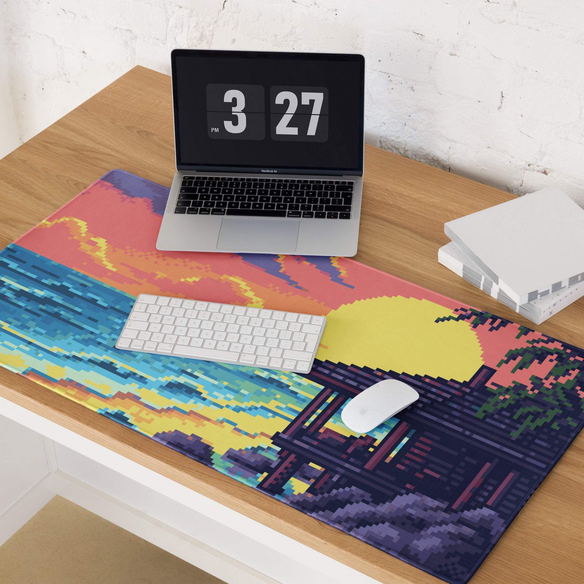 Pixel Sunset Beach Gaming Pad - Beach Sunset Pixel Art Pink Purple Orange Yellow Gaming Pad Mood Vibrant Modern Digital
