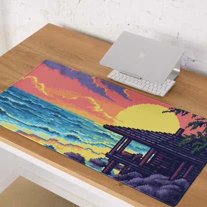 Pixel Sunset Beach Gaming Pad - Beach Sunset Pixel Art Pink Purple Orange Yellow Gaming Pad Mood Vibrant Modern Digital