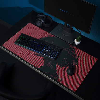 Crimson Stripes Gaming Mouse Pad - Gaming Pad Red Black Desktop Modern Mood Sleek Desk Minimalist Non Slip Digital Print