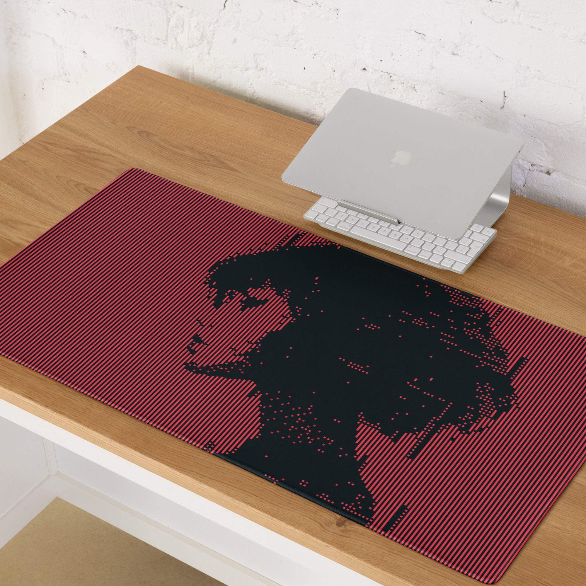 Crimson Stripes Gaming Mouse Pad - Gaming Pad Red Black Desktop Modern Mood Sleek Desk Minimalist Non Slip Digital Print