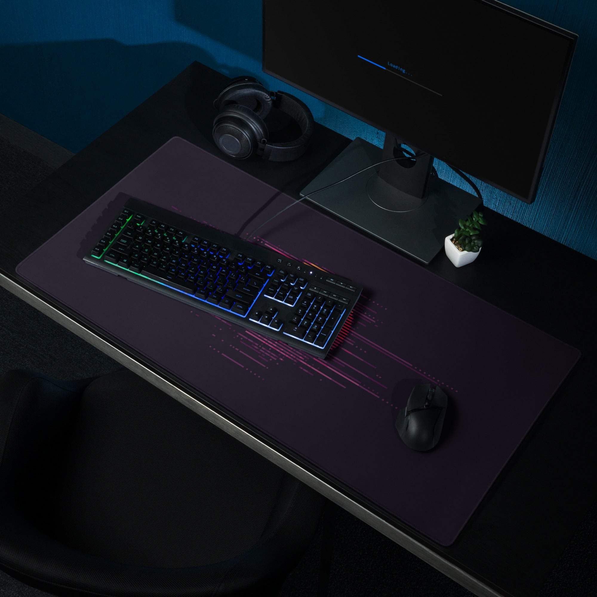 Neon Sunset Pixel Art Pad - Gaming Mouse Pad Neon Pink Purple Orange Desktop Setup Mood Vaporwave Desk Mat Pixel Art