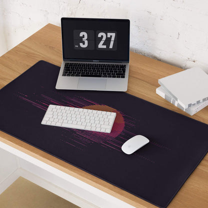 Neon Sunset Pixel Art Pad - Gaming Mouse Pad Neon Pink Purple Orange Desktop Setup Mood Vaporwave Desk Mat Pixel Art