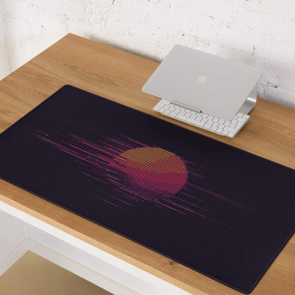 Neon Sunset Pixel Art Pad - Gaming Mouse Pad Neon Pink Purple Orange Desktop Setup Mood Vaporwave Desk Mat Pixel Art