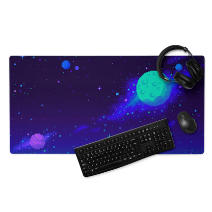 Galaxy Pixel Pro Gaming Mouse Pad - Gaming Mouse Pad Purple Teal Space Pixel Art Mood Cyberpunk Desk Decor Digital Art