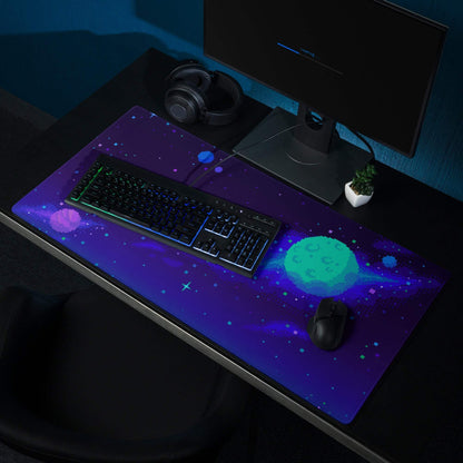 Galaxy Pixel Pro Gaming Mouse Pad - Gaming Mouse Pad Purple Teal Space Pixel Art Mood Cyberpunk Desk Decor Digital Art