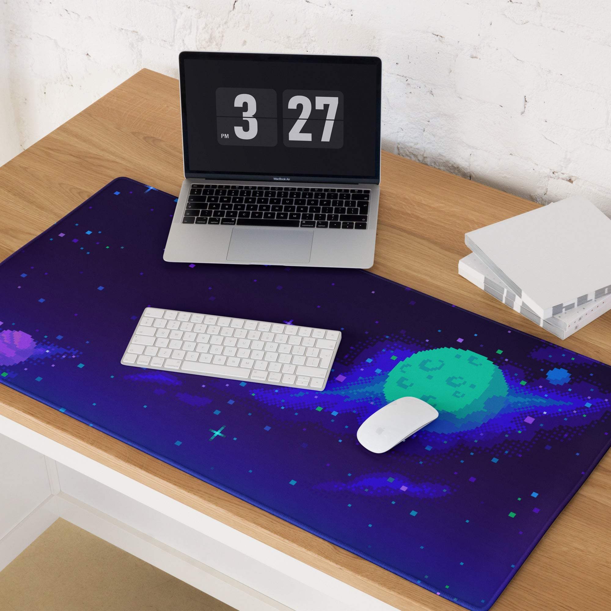 Galaxy Pixel Pro Gaming Mouse Pad - Gaming Mouse Pad Purple Teal Space Pixel Art Mood Cyberpunk Desk Decor Digital Art