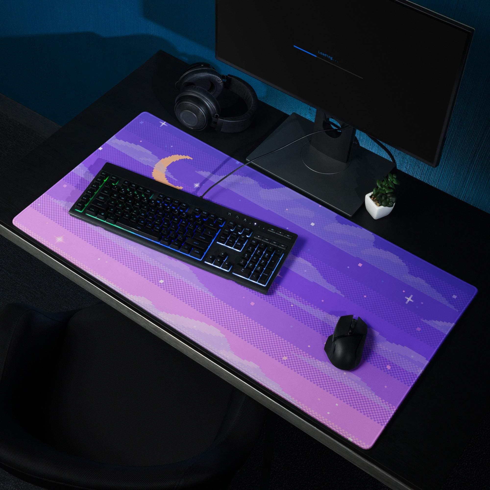 Cosmic Twilight Pixel Art Mouse Pad - Mouse Pad Purple Pink Gaming Pixel Art Dreamy Neon Cyberpunk Large Non Slip