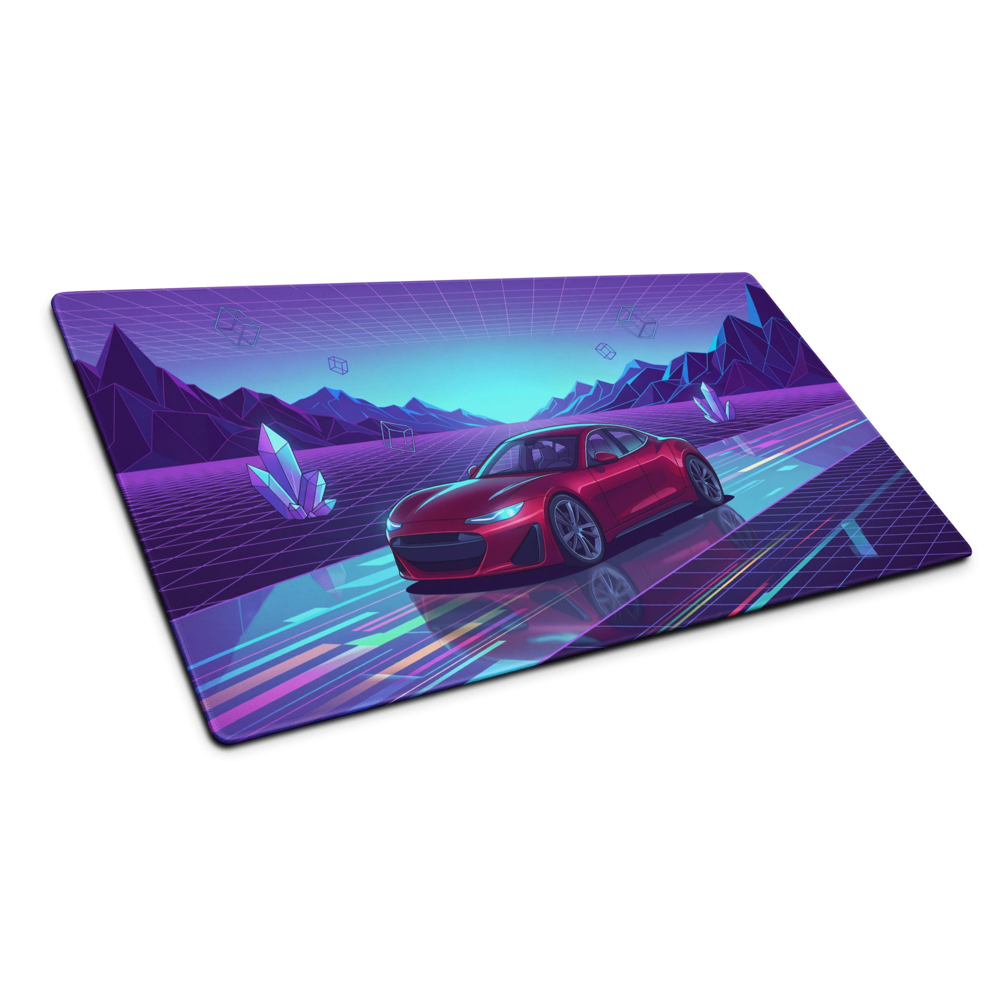 Vaporwave Neon Car Desk Mat - Vaporwave Mouse Pad Purple Blue Desk Retro - Dreamy Neon Mood Gaming Desk Gear Digital Art