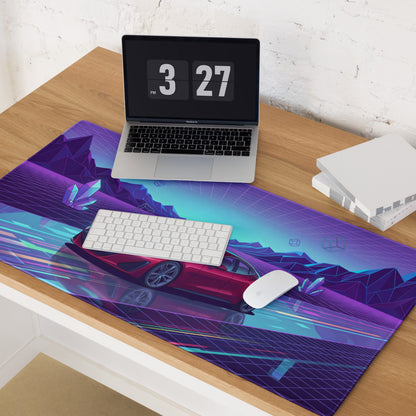 Vaporwave Neon Car Desk Mat - Vaporwave Mouse Pad Purple Blue Desk Retro - Dreamy Neon Mood Gaming Desk Gear Digital Art