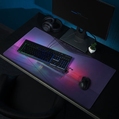 BMW M4 GT3 Inspired Black Blue Vaporwave Gaming Mouse Pad, Neon Race Car Desk Mat with Futuristic Studio Lighting Artwork