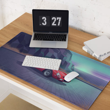 Ferrari 250 GTO Inspired Red Purple Vaporwave Gaming Mouse Pad, Classic Italian Race Car Desk Mat with Retro Futuristic Mountain Road Artwork