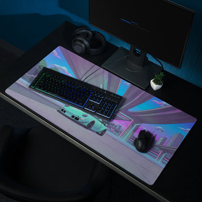 Neon Vaporwave City Mouse Pad - Mouse Pad Neon Pink Purple Blue Gaming Vibrant Retro Synthwave Desk Mat Digital Art