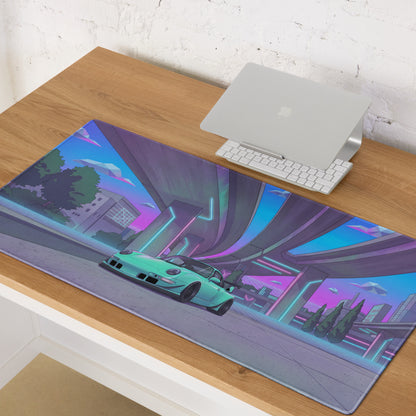 Neon Vaporwave City Mouse Pad - Mouse Pad Neon Pink Purple Blue Gaming Vibrant Retro Synthwave Desk Mat Digital Art