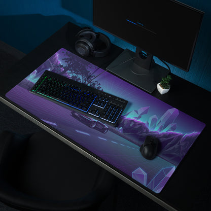 RWB Porsche 911 Inspired Black Purple Vaporwave Gaming Mouse Pad, Classic Widebody Sports Car Desk Mat with Neon Crystal Mountain Road Artwork