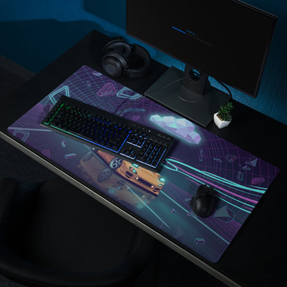 Mazda RX-7 FD Inspired Orange Purple Vaporwave Gaming Mouse Pad, Neon JDM Sports Car Desk Mat with Retro Futuristic Cyber Tunnel Artwork