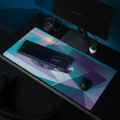 McLaren 720S Spider Inspired White Teal Vaporwave Gaming Mouse Pad – Retro Futuristic Geometric Sunset Desk Mat with Sleek Synthwave Art