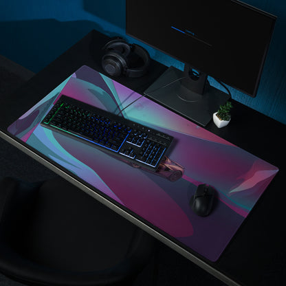 Rimac Nevera Inspired Purple Vaporwave Gaming Mouse Pad – Teal Magenta Abstract Landscape Desk Mat with Futuristic Geometric Synthwave Art