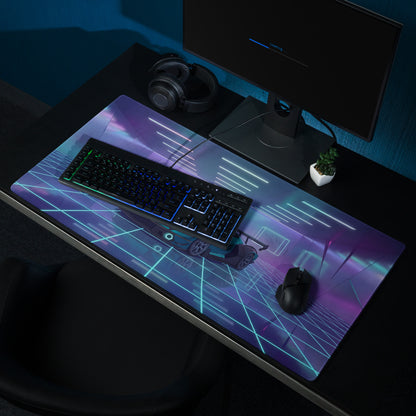 Lamborghini Essenza SCV12 Inspired Teal Black Vaporwave Gaming Mouse Pad – Neon Futuristic Garage Desk Mat with Cyberpunk Grid and Synthwave Art