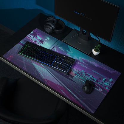 Lamborghini Huracán STO Inspired Red Purple Vaporwave Gaming Mouse Pad – Neon Futuristic Racetrack Desk Mat with Synthwave Palm Trees and Cyberpunk Art
