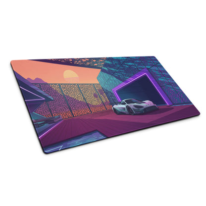 McLaren 720S GT3 Inspired White Purple Vaporwave Gaming Mouse Pad – Neon Sunset Supercar Garage Desk Mat with Retro Futuristic Motorsport Anime Art