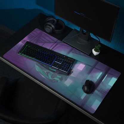 Lamborghini Sián Roadster Inspired Green Vaporwave Gaming Mouse Pad – Cyan Purple Neon Garage Desk Mat with Futuristic Supercar Digital Art