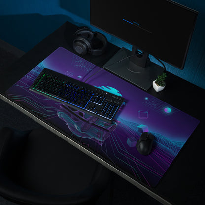 Koenigsegg Jesko Inspired Teal Purple Vaporwave Gaming Mouse Pad – Neon Grid Desk Mat, Retro Futuristic Supercar Digital Art, Cyberpunk Decor