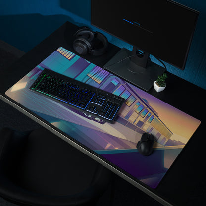 Lamborghini Huracán EVO Inspired White Blue Vaporwave Gaming Mouse Pad – Sunset Industrial Garage Desk Mat, Retro Futuristic Supercar Digital Art