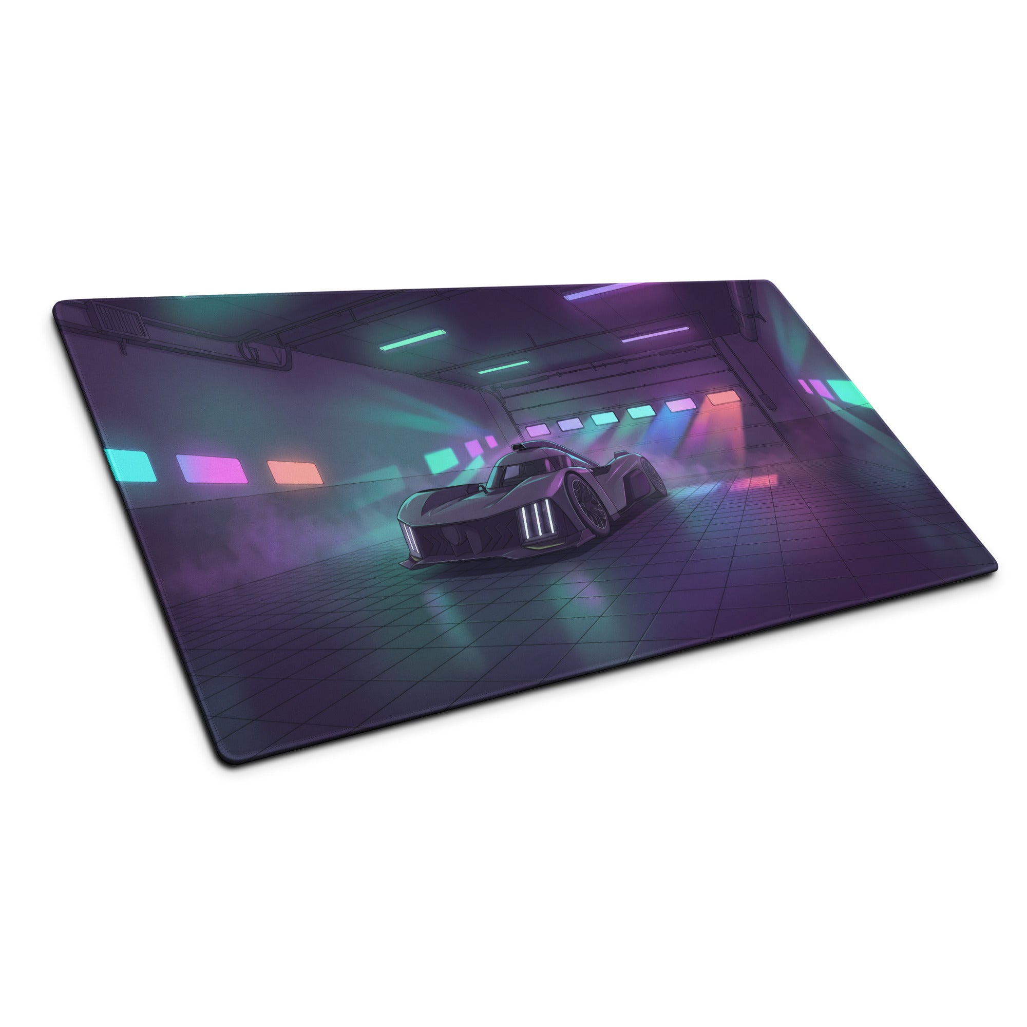 Peugeot 9X8 Inspired Black Purple Vaporwave Gaming Mouse Pad – Neon Garage Desk Mat, Futuristic Hypercar Digital Art, Cyberpunk Automotive Decor
