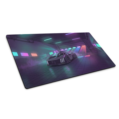 Peugeot 9X8 Inspired Black Purple Vaporwave Gaming Mouse Pad – Neon Garage Desk Mat, Futuristic Hypercar Digital Art, Cyberpunk Automotive Decor