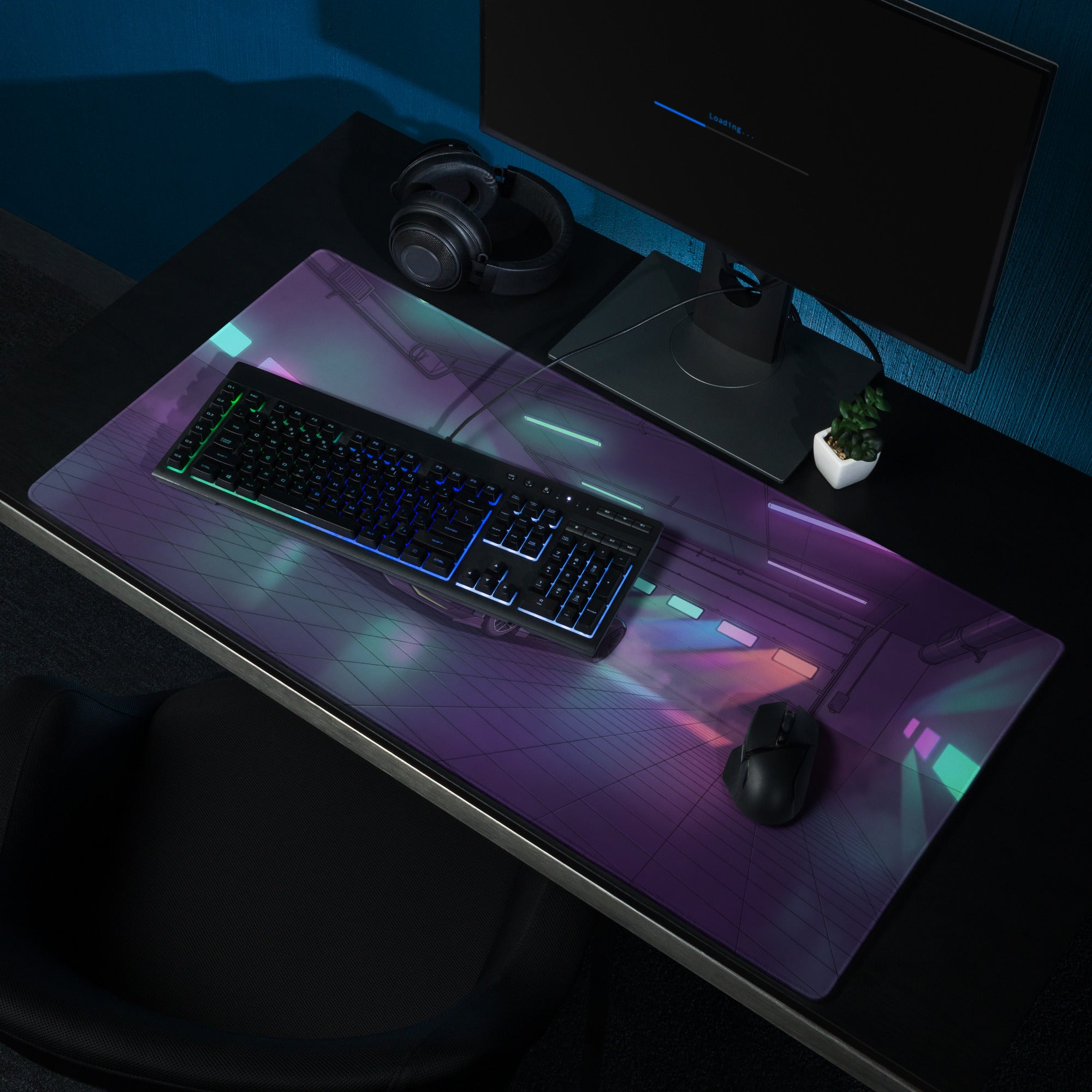 Peugeot 9X8 Inspired Black Purple Vaporwave Gaming Mouse Pad – Neon Garage Desk Mat, Futuristic Hypercar Digital Art, Cyberpunk Automotive Decor