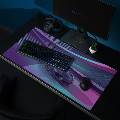 Porsche 918 Spyder Inspired Black Purple Vaporwave Gaming Mouse Pad – Neon Futuristic Garage Desk Mat, Retro Hypercar Digital Artwork