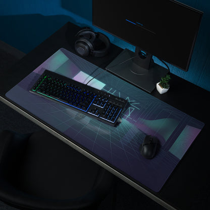 Porsche 911 GT3 Touring Inspired White Blue Vaporwave Gaming Mouse Pad – Neon Futuristic Garage Desk Mat, Retro Sports Car Digital Artwork