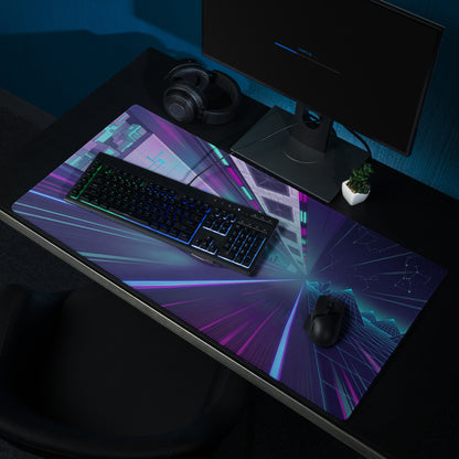 Lamborghini Aventador SVJ Inspired Gold Purple Vaporwave Gaming Mouse Pad – Neon Cyber Highway Desk Mat, Retro Futuristic Supercar Digital Art