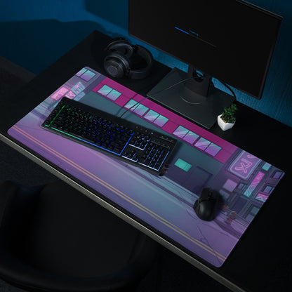 Lamborghini Huracán STO Inspired Gray Pink Vaporwave Gaming Mouse Pad – Neon Cyberpunk Street Desk Mat, Futuristic Urban Supercar Digital Art