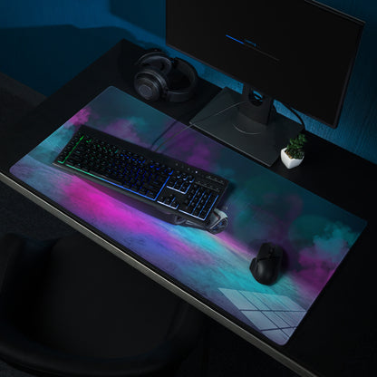 Koenigsegg Regera Inspired White Cyan Vaporwave Gaming Mouse Pad – Neon Smoke Supercar Desk Mat, Futuristic Synthwave Digital Artwork