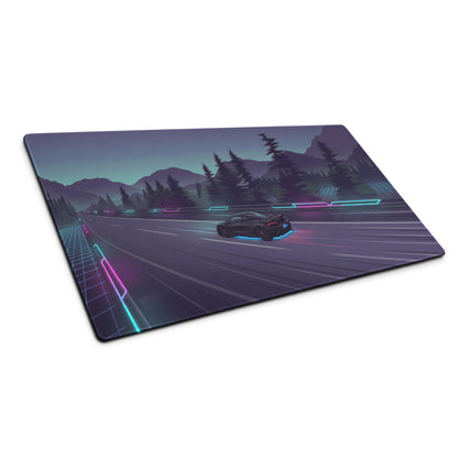 McLaren 765LT Inspired Black Vaporwave Gaming Mouse Pad – Neon Mountain Highway Desk Mat, Futuristic Cyberpunk Supercar Digital Artwork