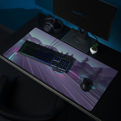 McLaren 765LT Inspired Black Vaporwave Gaming Mouse Pad – Neon Mountain Highway Desk Mat, Futuristic Cyberpunk Supercar Digital Artwork