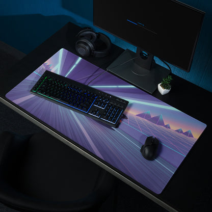 Mercedes-AMG GT Black Series Inspired Black Blue Vaporwave Gaming Mouse Pad – Neon Tunnel Desk Mat, Retro Futuristic Supercar Digital Artwork
