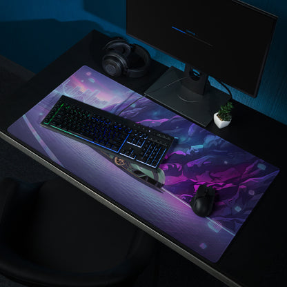 Hennessey Venom F5 Inspired Mint Green Purple Vaporwave Gaming Mouse Pad – Neon Cosmic Mountain Desk Mat, Futuristic Hypercar Digital Artwork