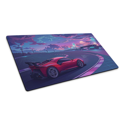 Ferrari P80/CInspired Red Purple Vaporwave Gaming Mouse Pad – Neon Racetrack Desk Mat, Retro Futuristic Hypercar Digital Artwork