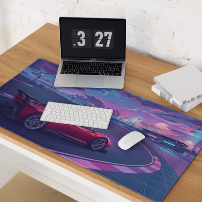 Ferrari P80/CInspired Red Purple Vaporwave Gaming Mouse Pad – Neon Racetrack Desk Mat, Retro Futuristic Hypercar Digital Artwork