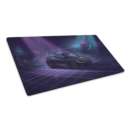 McLaren 720S Inspired Black Purple Vaporwave Gaming Mouse Pad – Neon Cyber Grid Desk Mat, Futuristic Geometric Supercar Digital Artwork